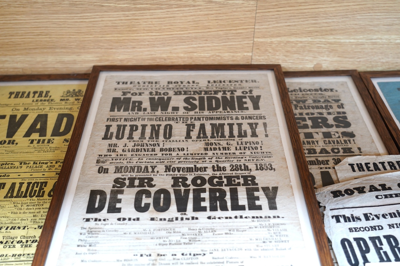 Four framed 19th century theatre bills and four unframed. Condition